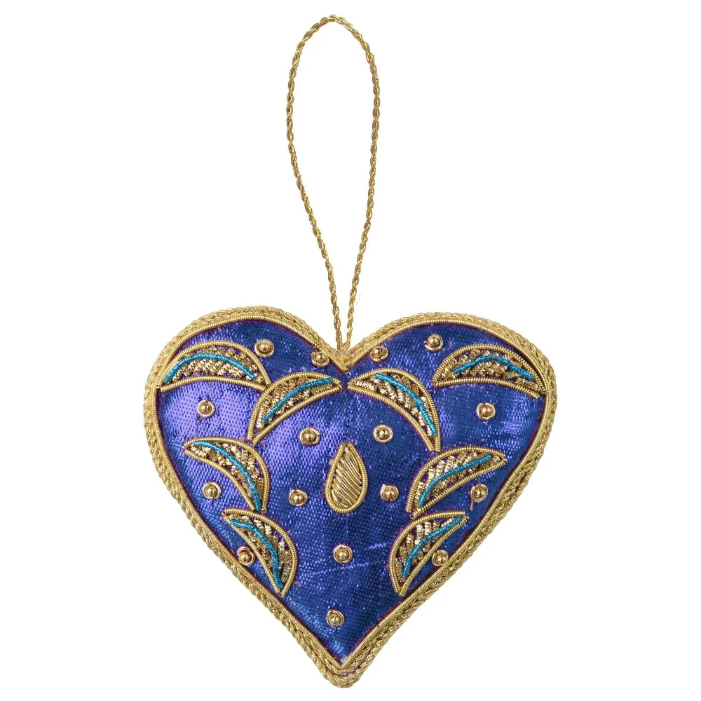 Decorazione Natalizia Baci Milano A Cuore Blu In Tessuto
