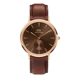 Orologio Uomo Classic Amber Daniel Wellington In Acciaio Rosato E Pelle Marrone