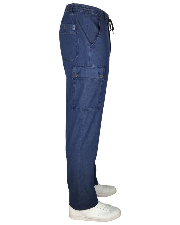 SEA BARRIER Jeans Pantalone Leggero Lungo Uomo Art Darcy con TASCONI Elastico Tela M L XL XXL XXXL - immagine 4