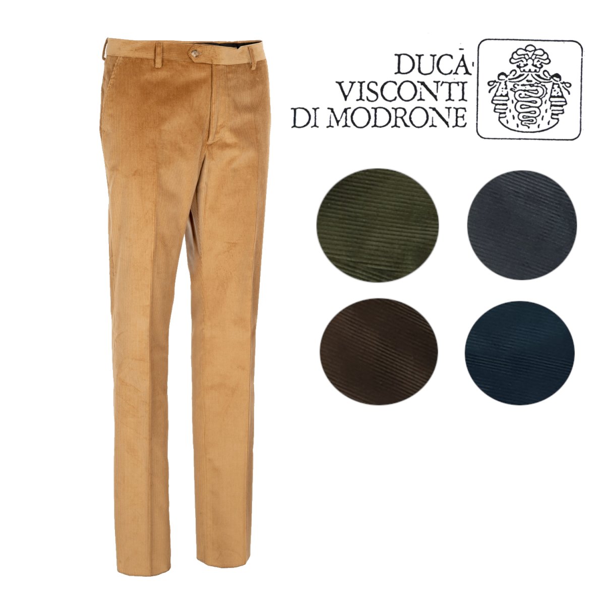 Pantalone Uomo Classico Velluto a Coste Vita Alta Duca Visconti di Modrone Drop4